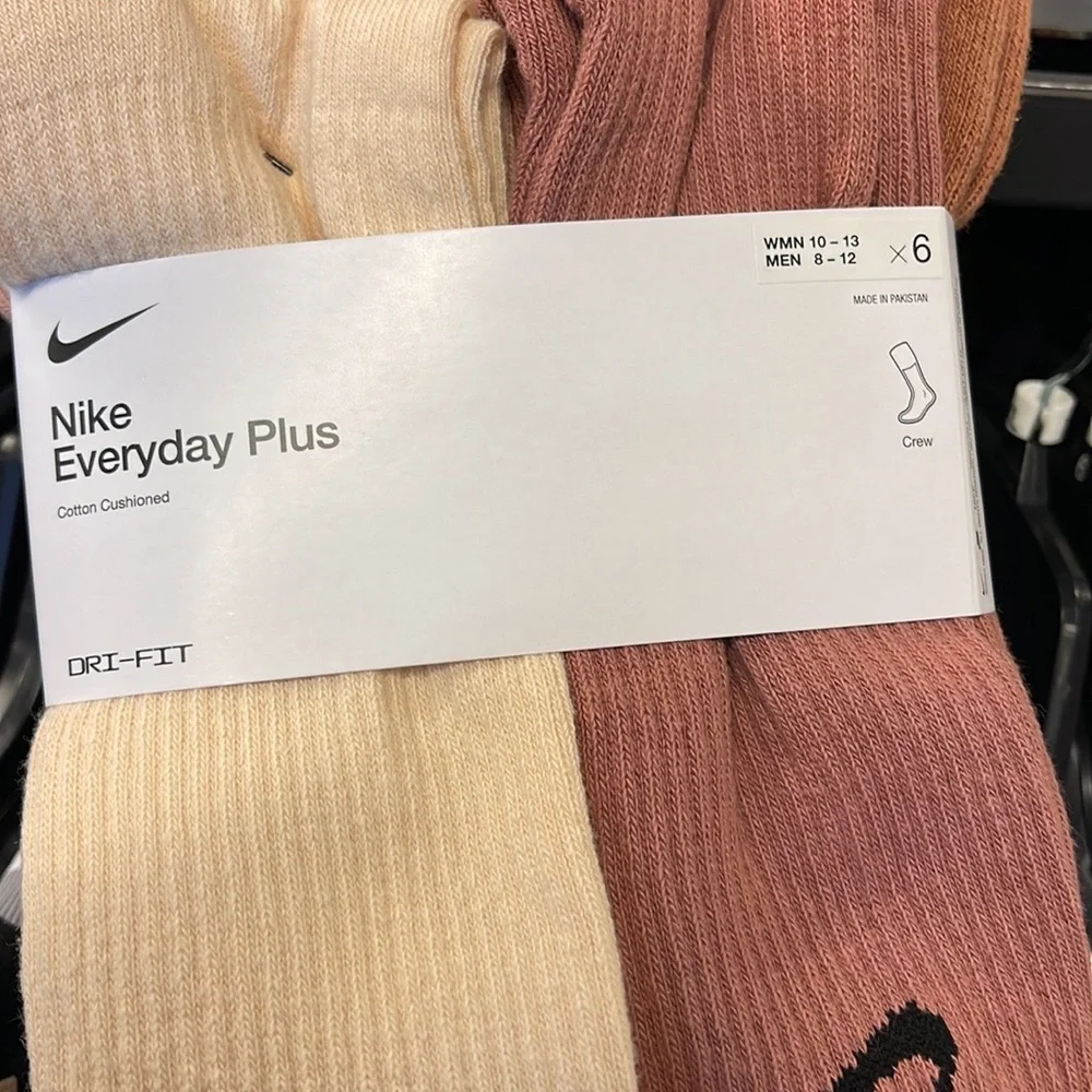 NIKE  Training Crew Socks Size L (6 Pairs) Nike Everyday Cushioned NWT